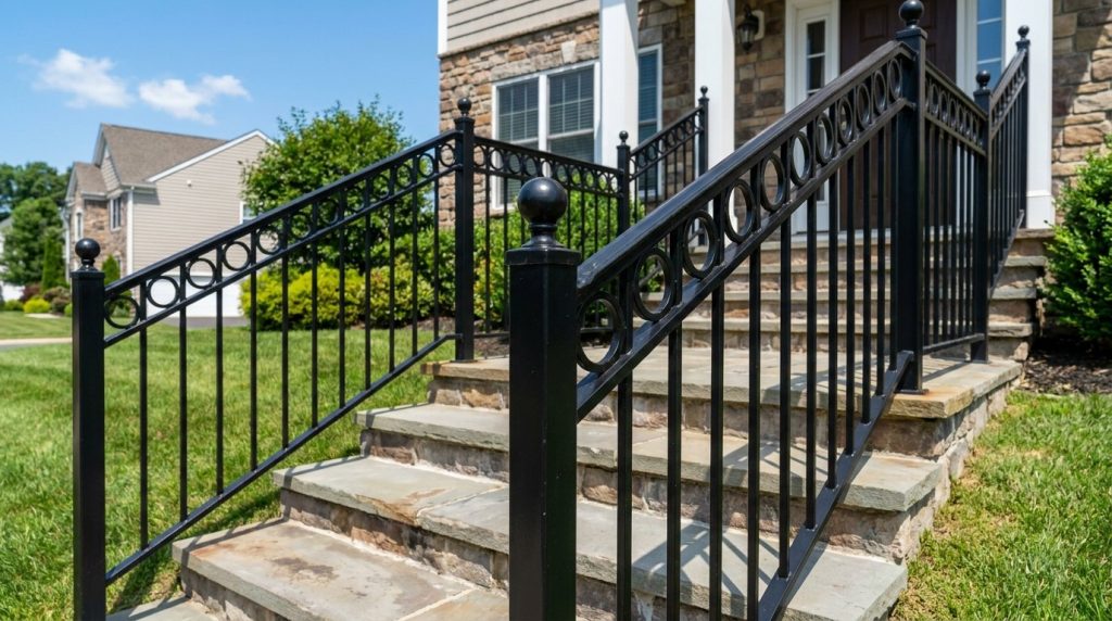 Handrail with ball caps and circle detail