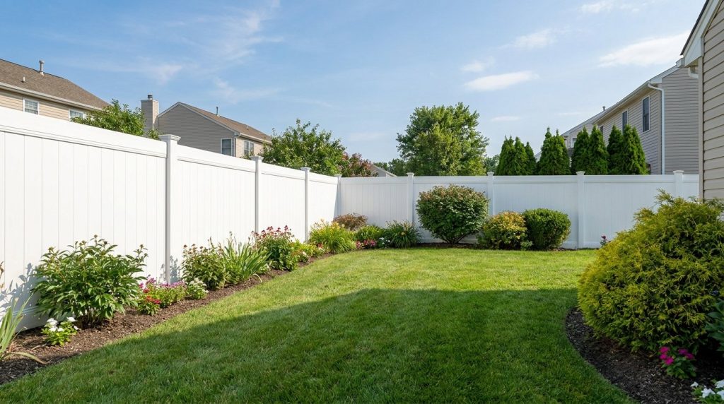 White vinyl privacy fence
